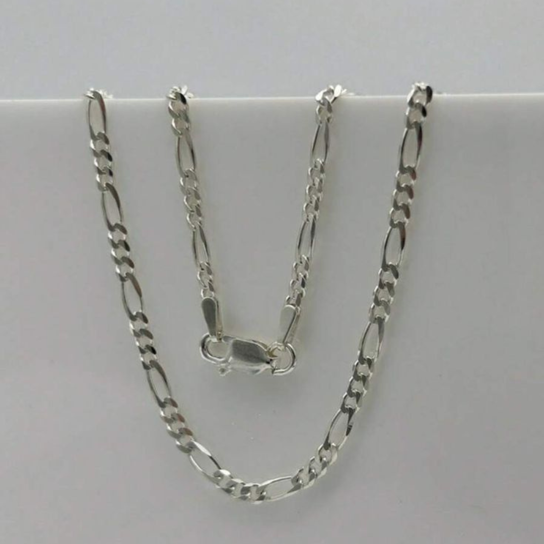 ✨ Stylish Silver Figaro Chain Necklace
