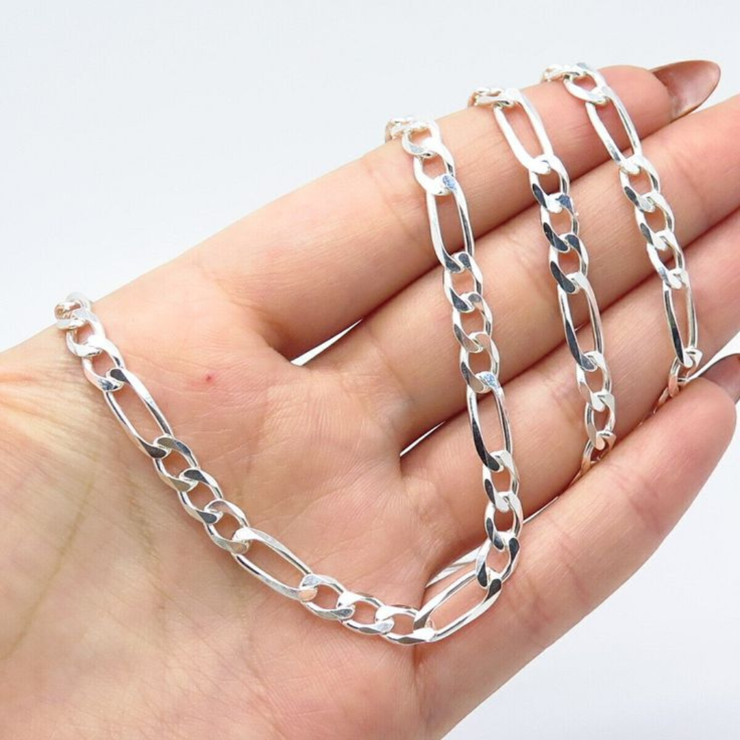 ✨ Stylish Silver Figaro Chain Necklace